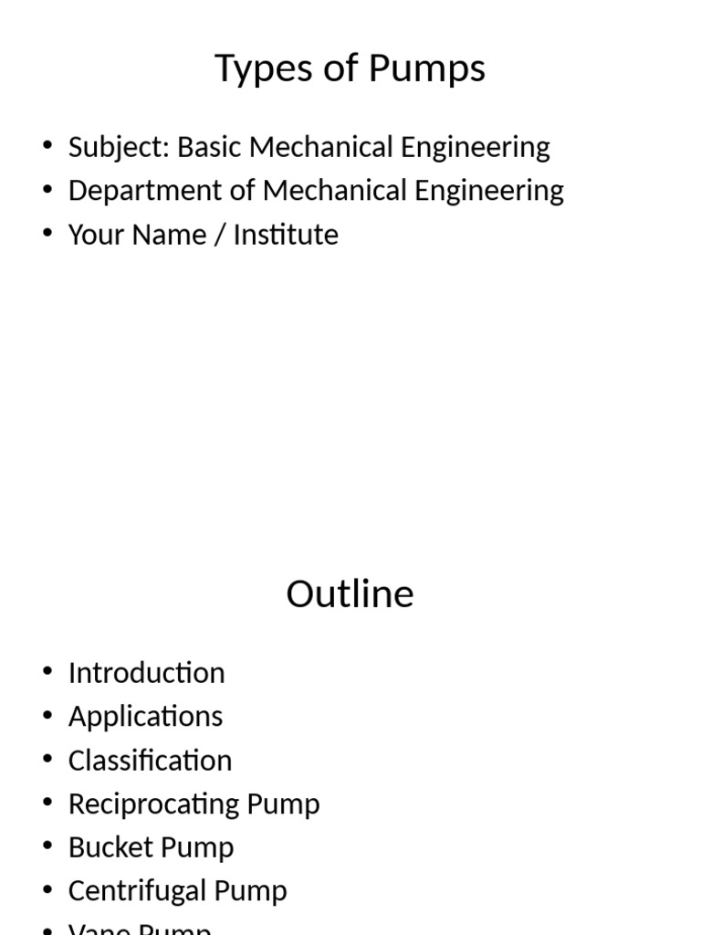 Types and Applications of Pumps | PDF | Pump | Hydraulics