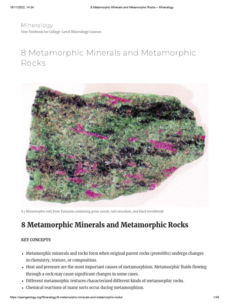 8 Metamorphic Minerals and Metamorphic Rocks - Mineralogy | PDF | Slate ...
