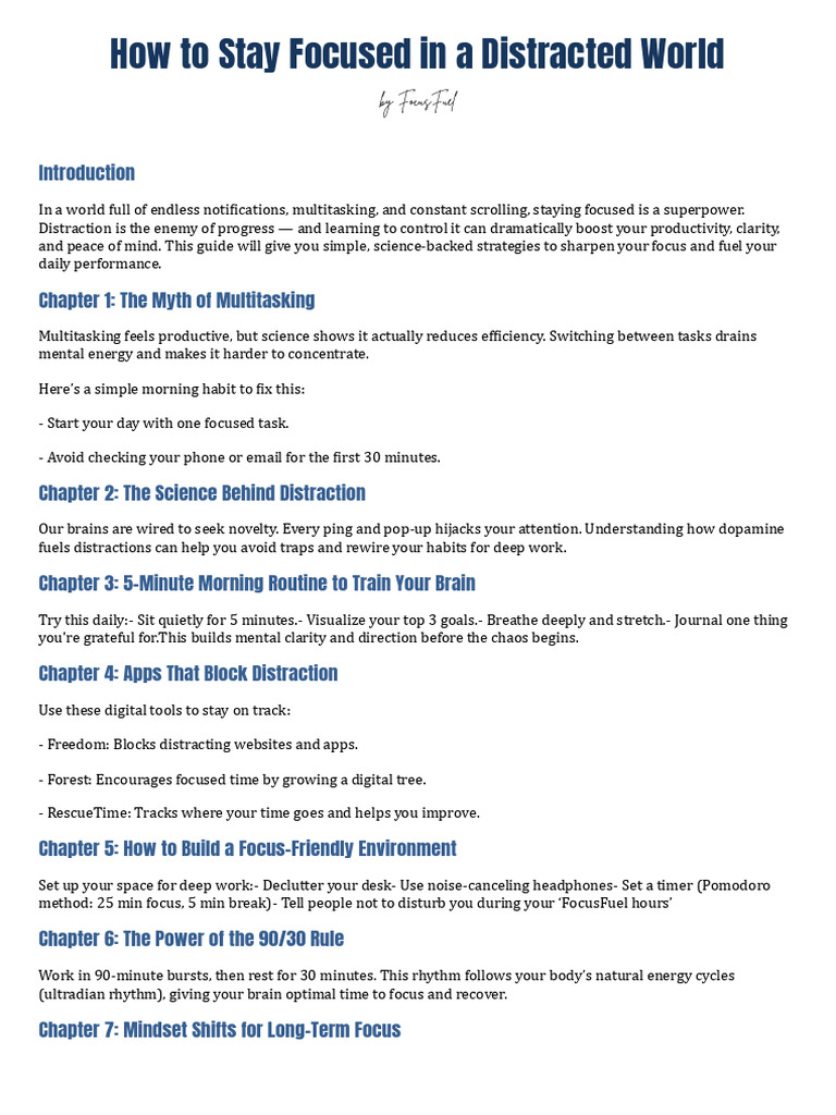 Building Focus in a Distracted World | PDF | Neuroscience | Psychology