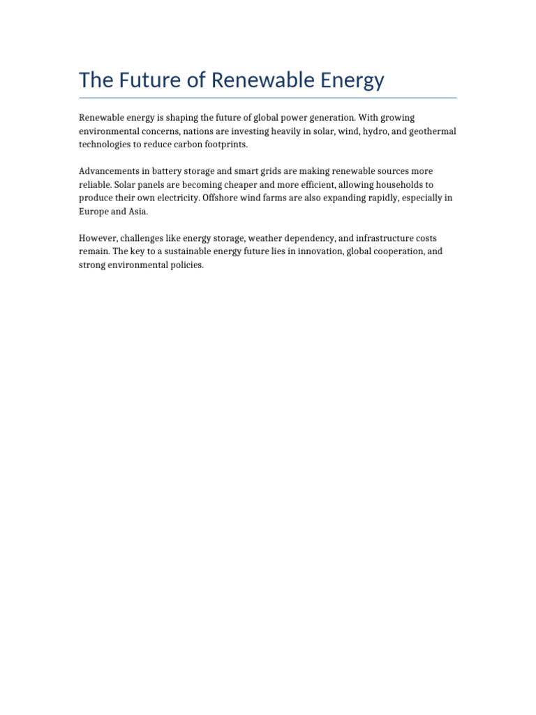 The Future of Renewable Energy | PDF