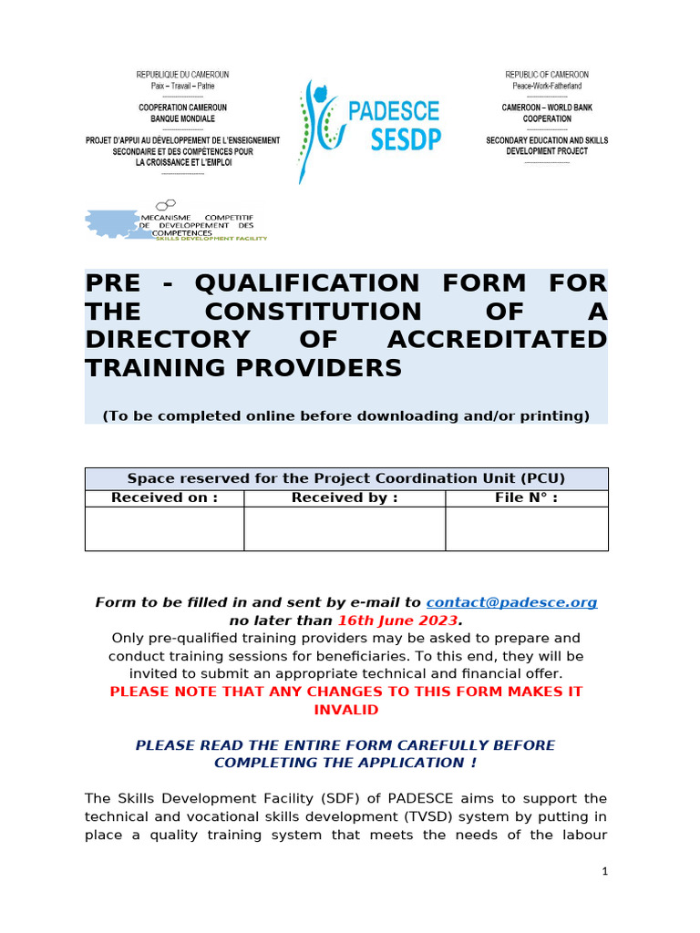 Final English Pre Qualification Form For Training Providers1 | PDF ...
