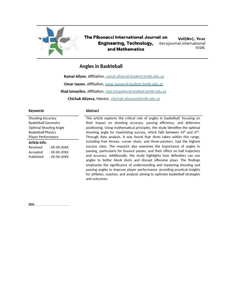 Optimal Angles for Basketball Shooting | PDF