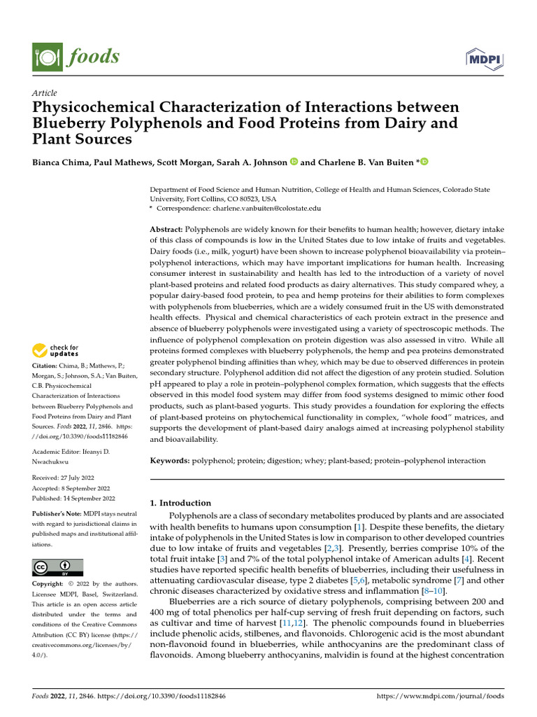 Blueberry Polyphenol and Protein Interactions | PDF | Polyphenol | Foods