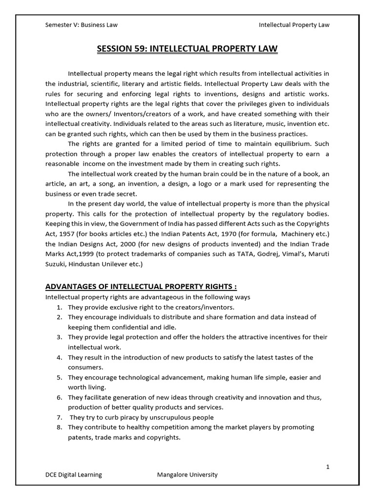 59 Intellectual Property Law | PDF | Trademark | Patent