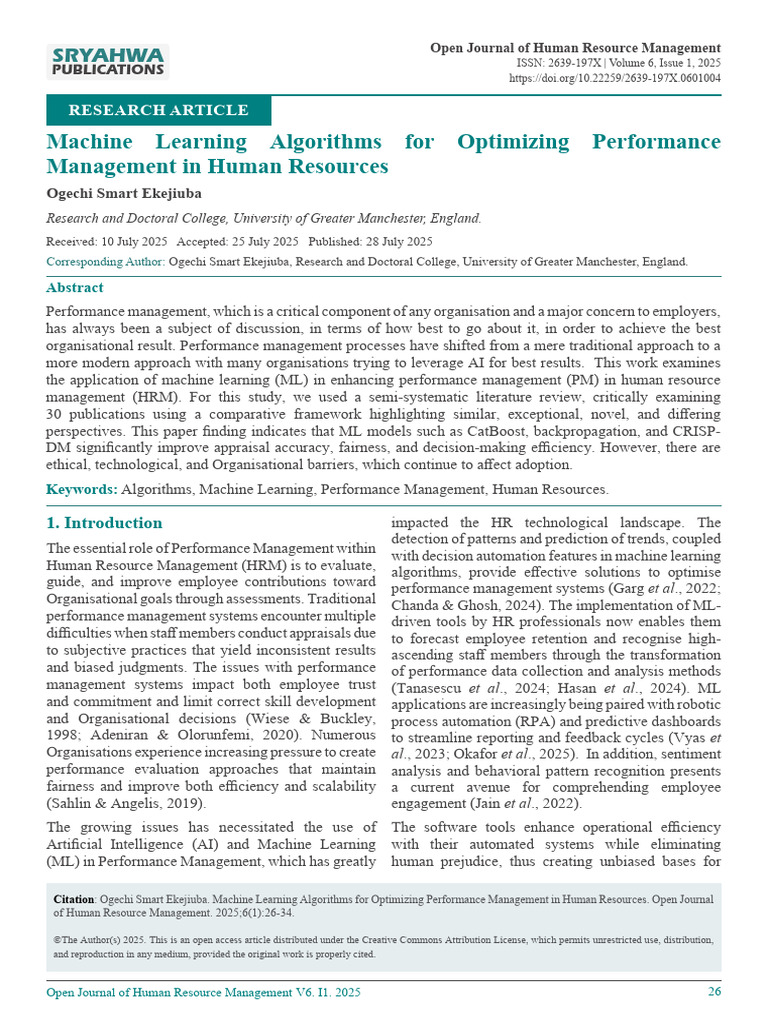 Optimizing HR Performance Management with ML | PDF | Machine Learning ...