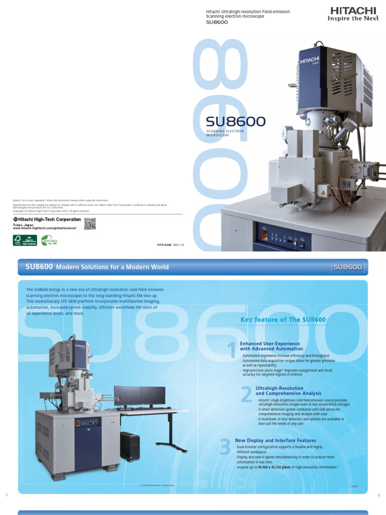 Hitachi SU8600 CFE-SEM Overview | PDF | Scanning Electron Microscope ...