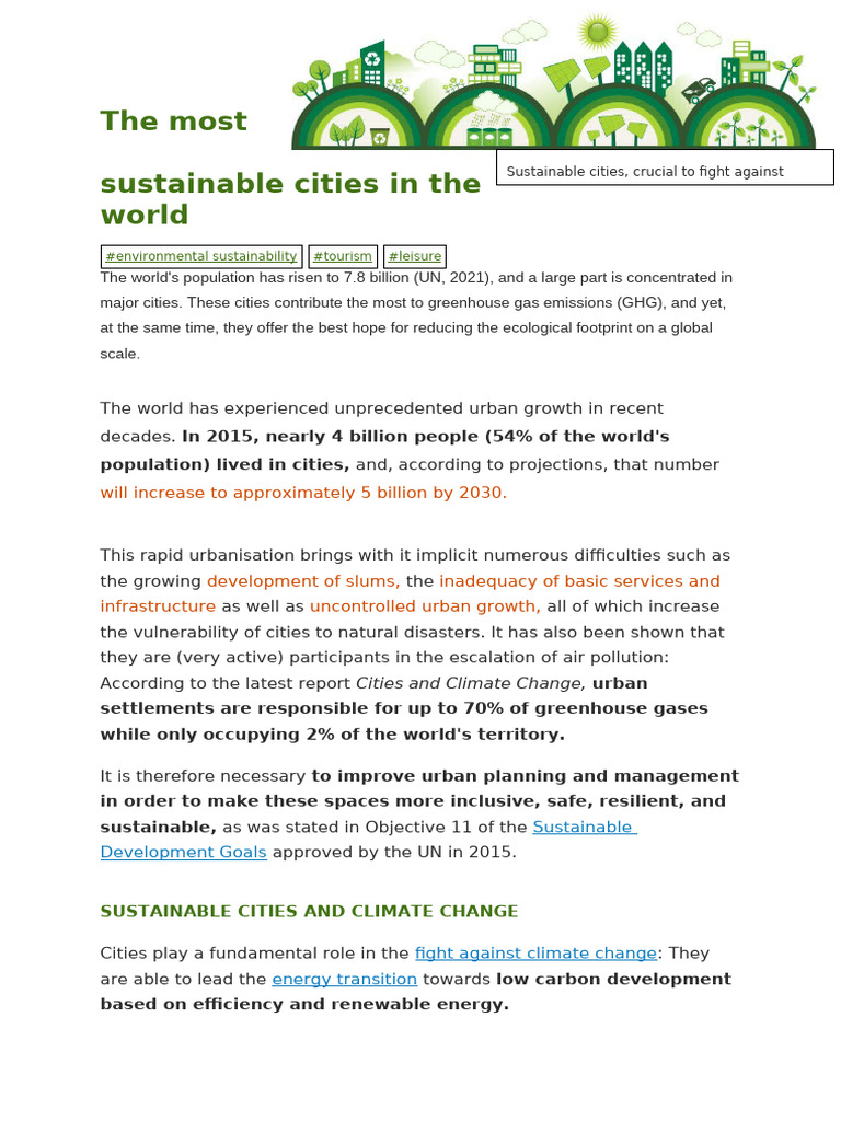 Top Sustainable Cities Worldwide | PDF | Sustainable City | Sustainability