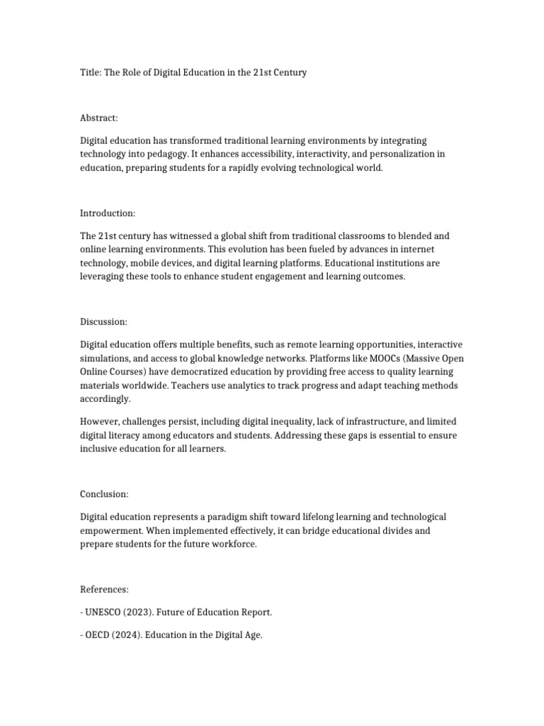 Digital Education's Impact on Learning | PDF