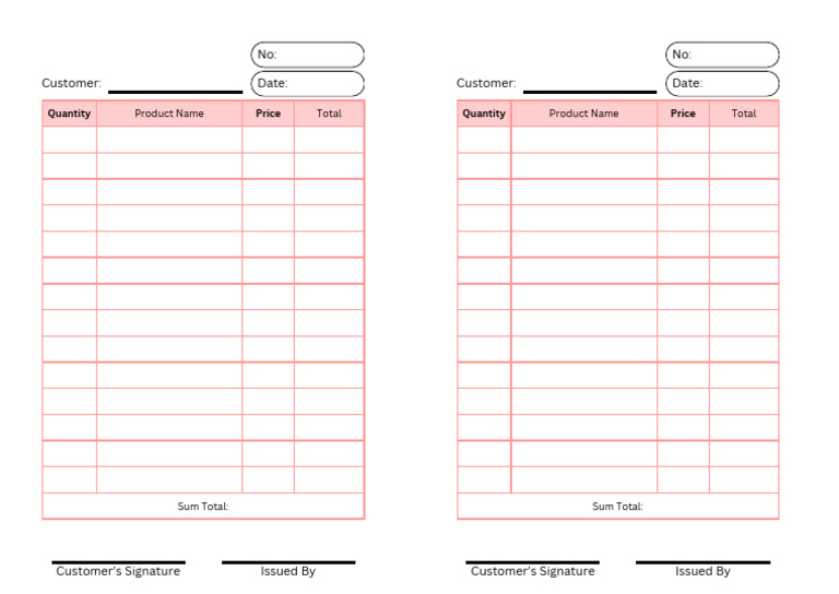 Invoice Template for Customer Orders | PDF