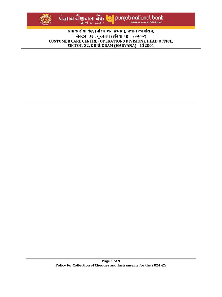 Cheque Collection Policy 2024-25 | PDF | Cheque | Payments