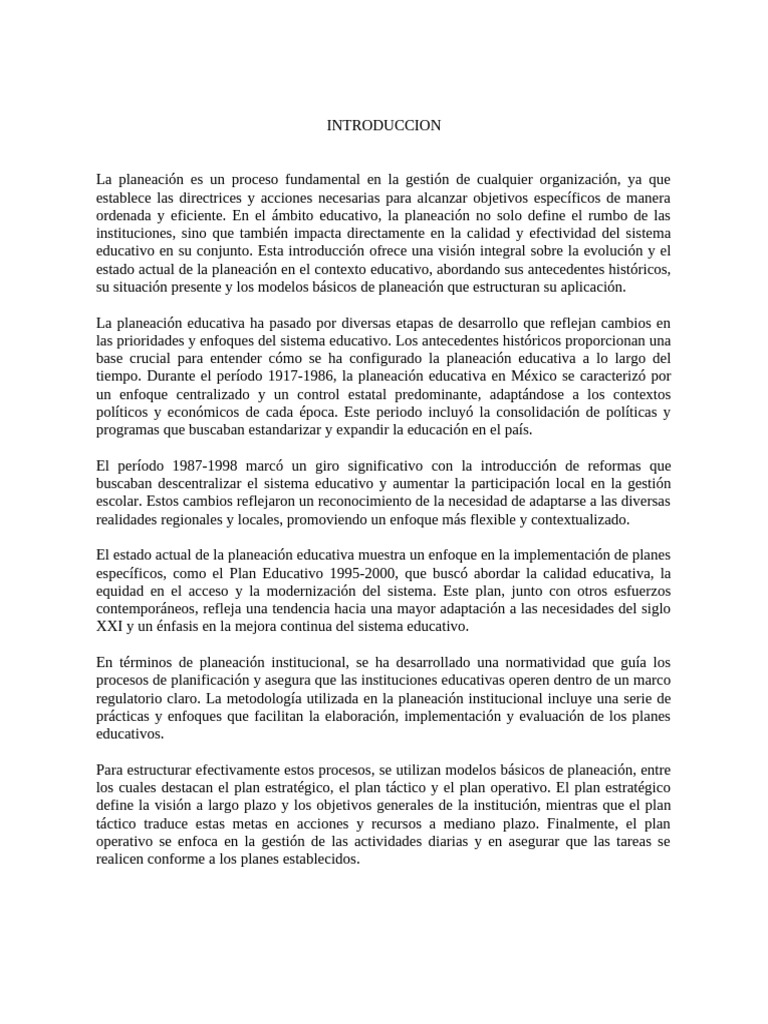 Historia de la Planeación Educativa | PDF | Planificación ...