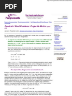 Quadratic Word Problems - Projectile Motion