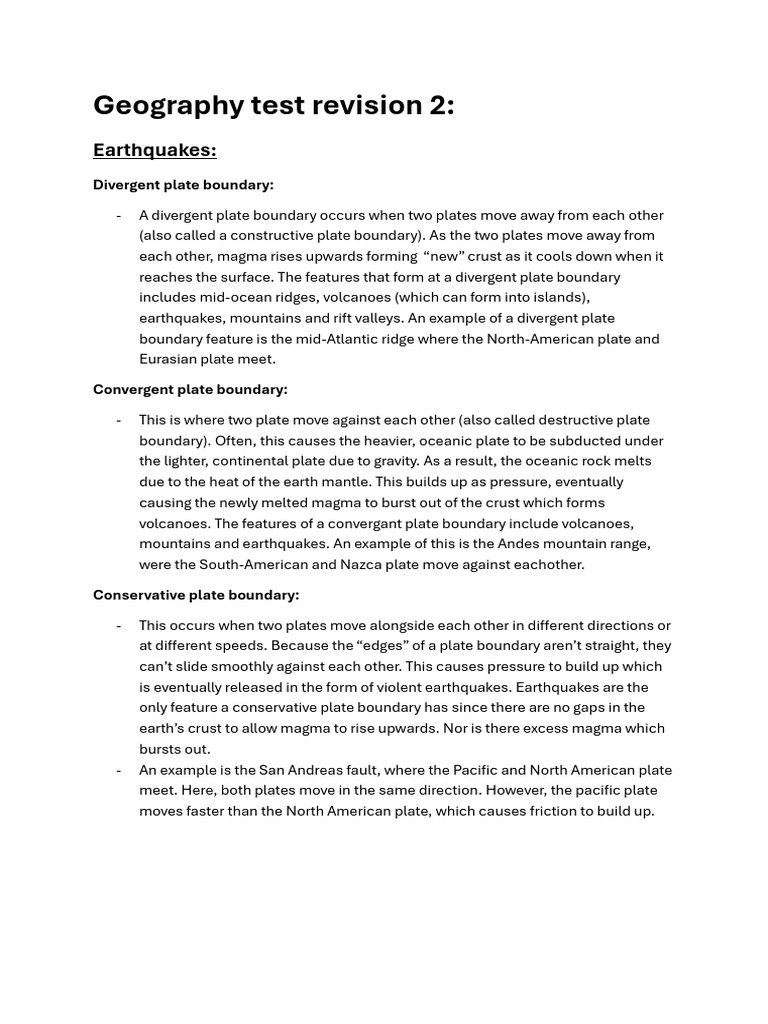 Earthquake and Volcanoes Study Guide | PDF | Plate Tectonics | Volcano