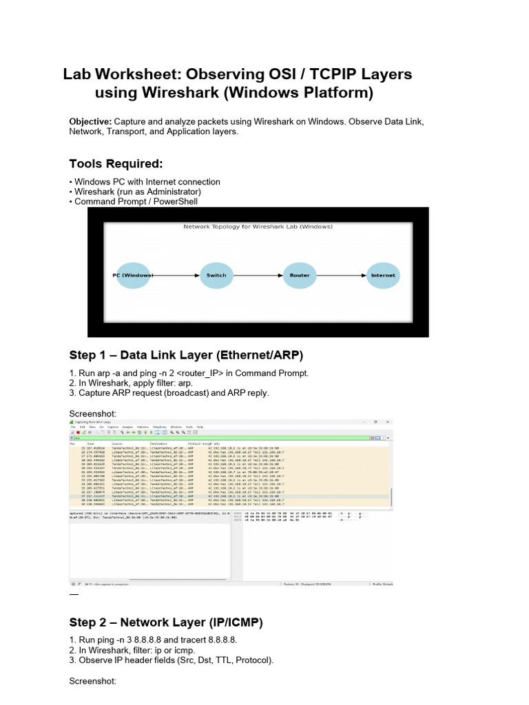 Wireshark OSI/TCPIP Layer Analysis Guide | PDF