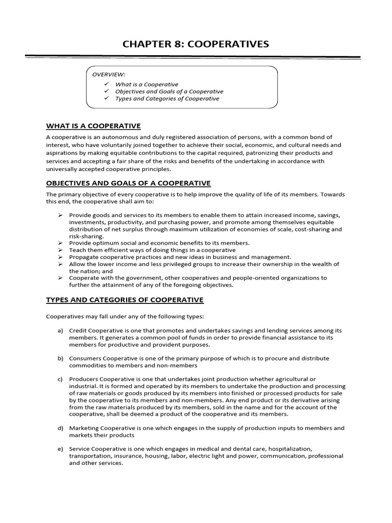 Understanding Cooperatives: Types & Goals | PDF | Cooperative | Wealth