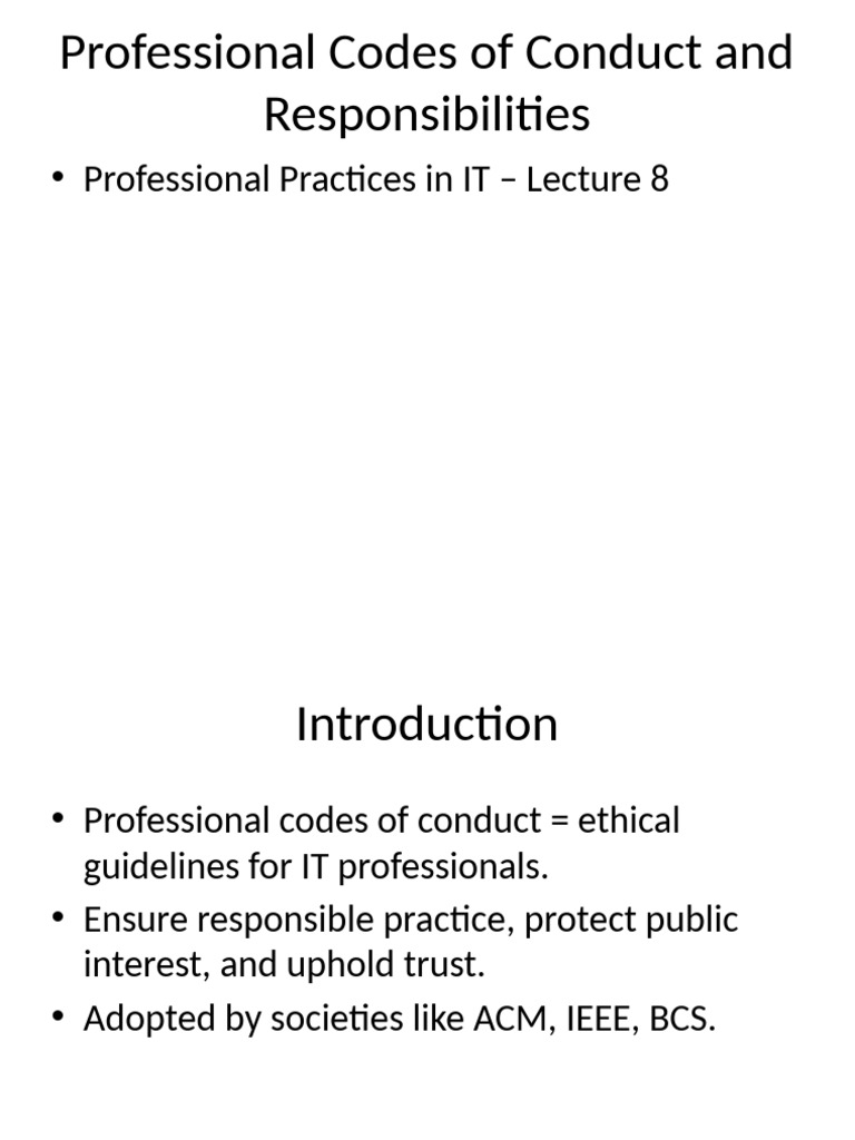 IT Professional Codes of Conduct Guide | PDF