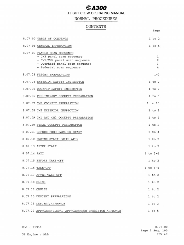 0807 Normal Procedures | PDF
