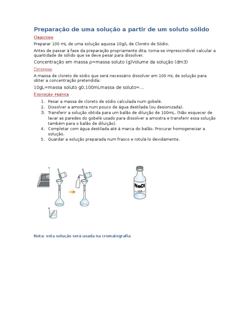 Uma Solução Aquosa Foi Preparada De Modo