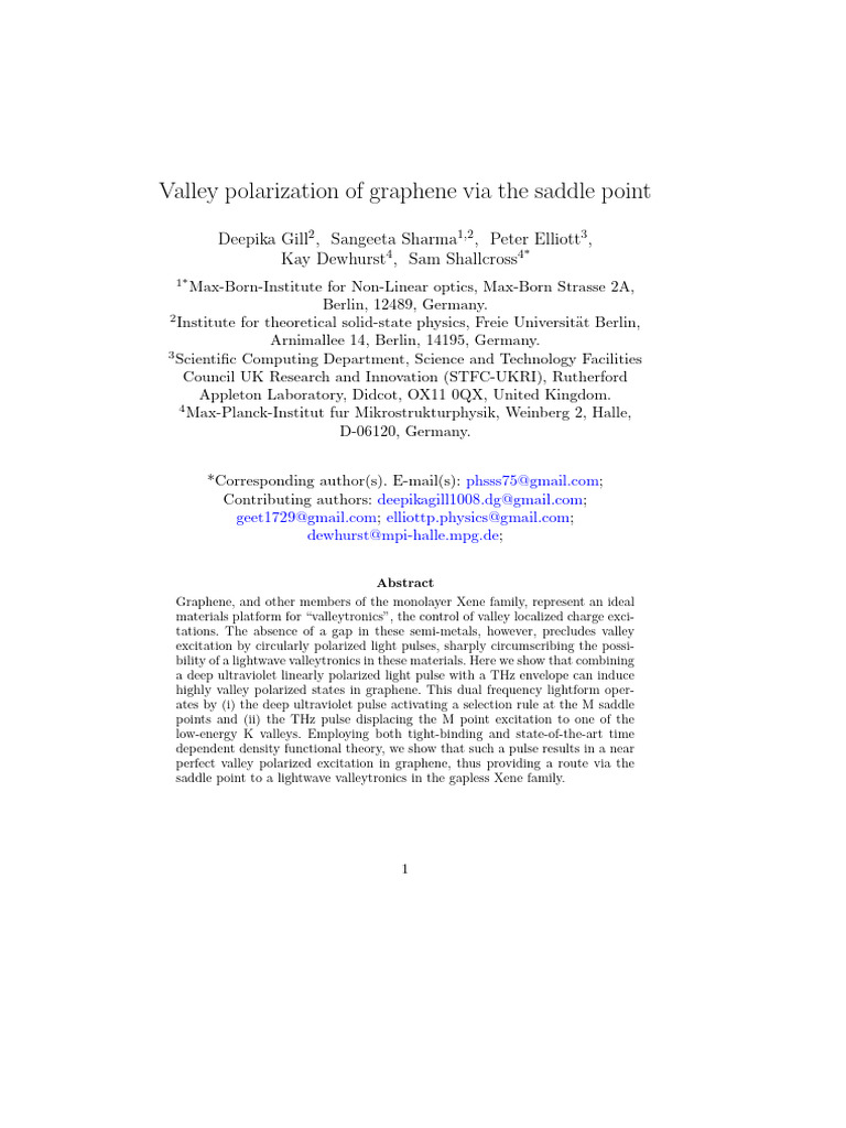 Valley Polarization in Graphene via Light | PDF | Polarization (Waves ...