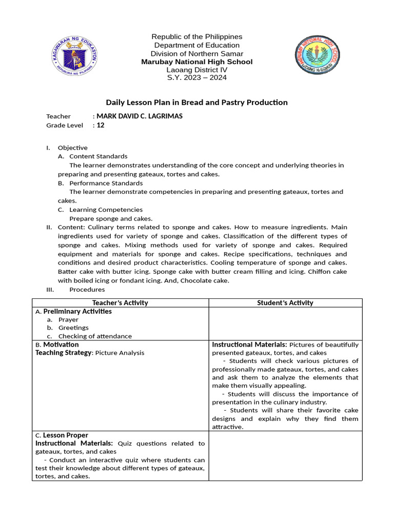 LP BPP (1-2w) | PDF | Cakes | Behavior Modification