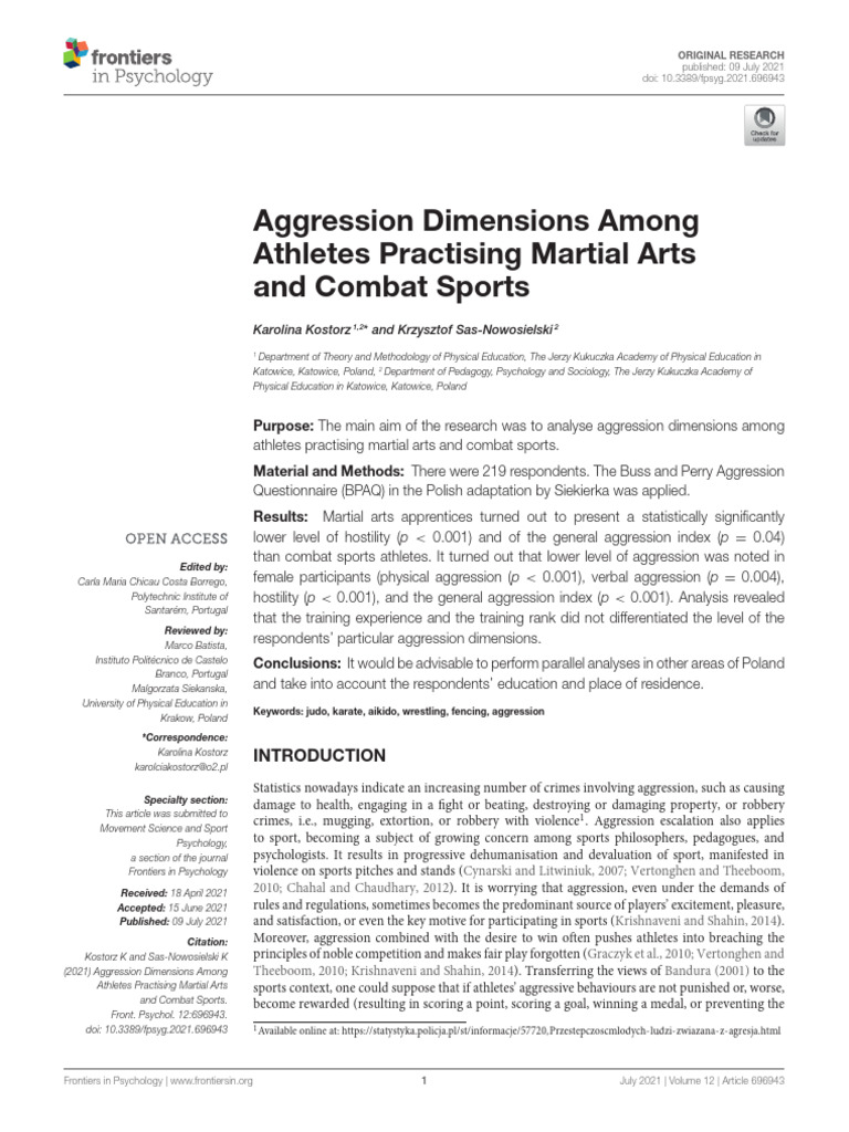 Aggression Dimensions Among Athletes Practising Ma | PDF | Statistics ...