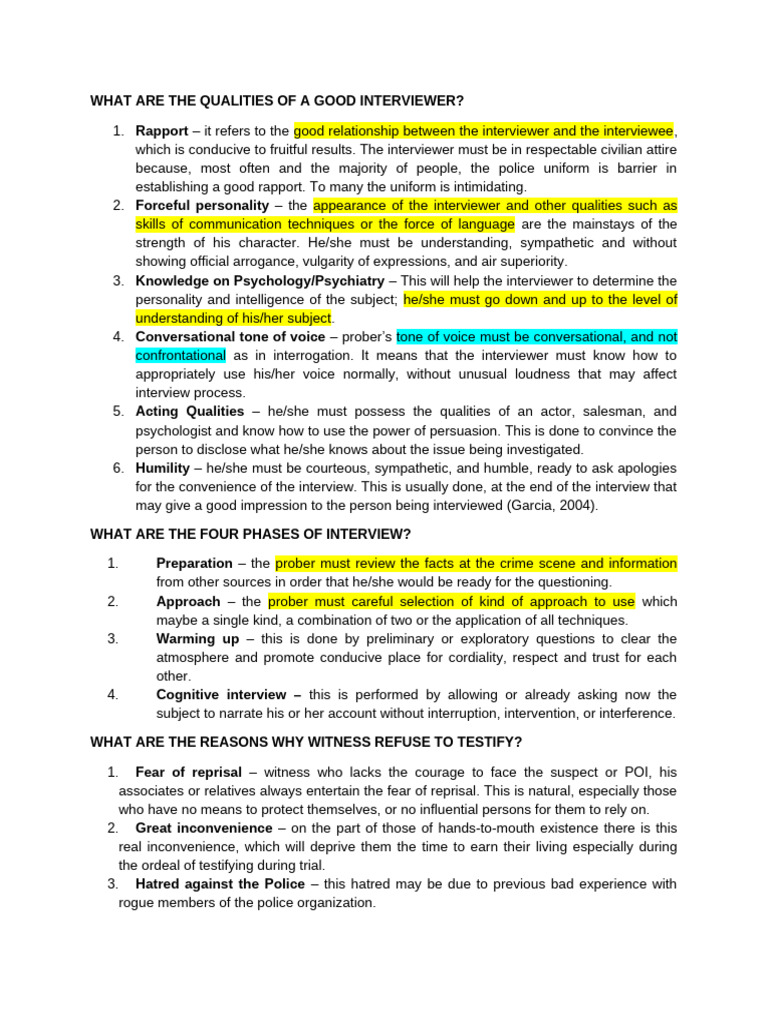 Qualities of an Effective Interviewer | PDF | Witness | Interrogation