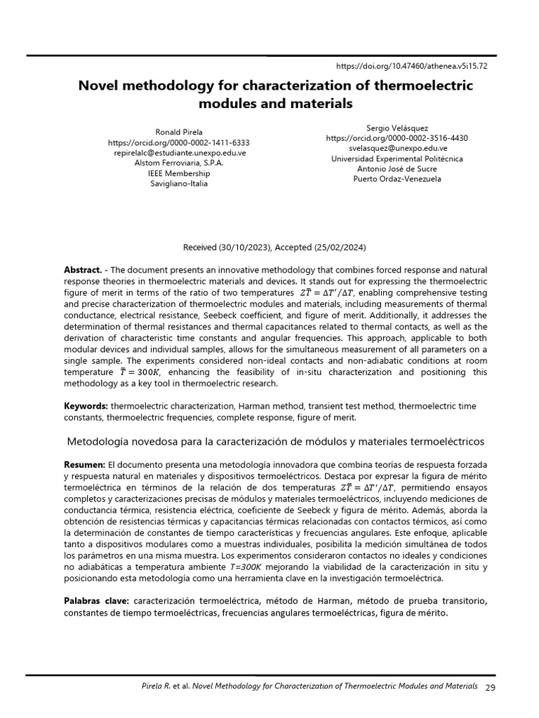 Novel Methodology For Characterization of Thermoelectric Modules and ...