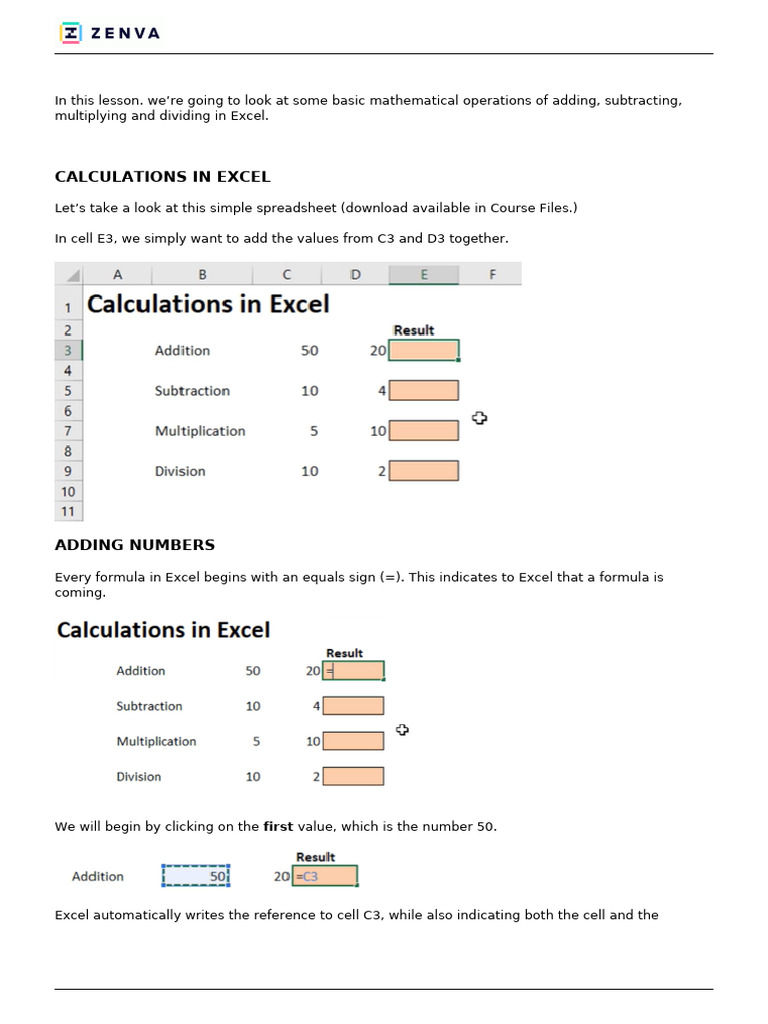 Excel Formulas for Basic Calculations | PDF | Microsoft Excel | Percentage