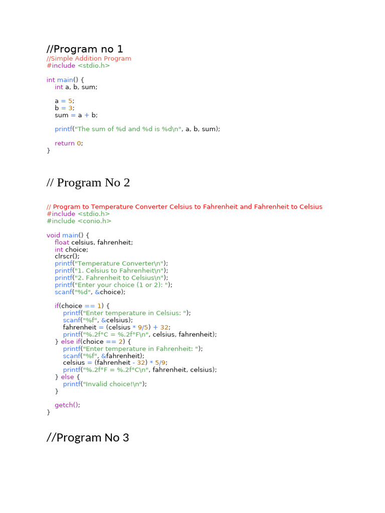 C Programming Basics: Simple Examples | PDF