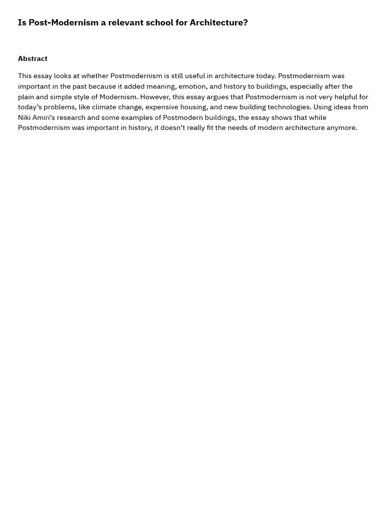 Reassessing Postmodernism in Architecture | PDF