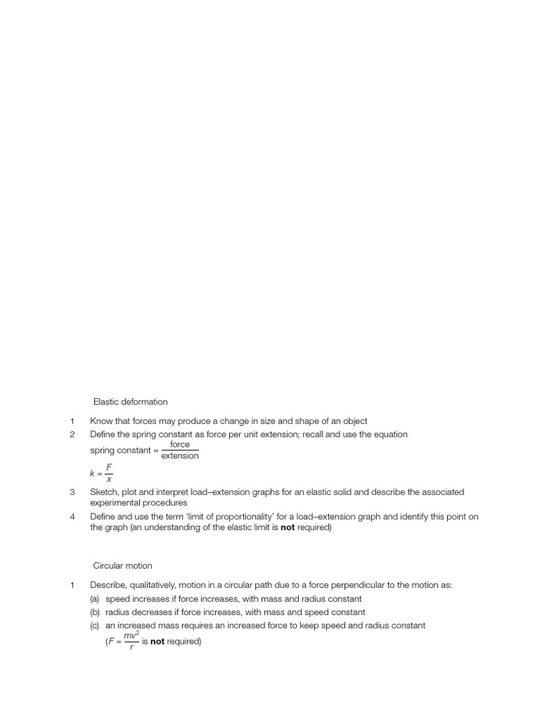 Elastic Deformation and Circular Motion Concepts | PDF | Force ...