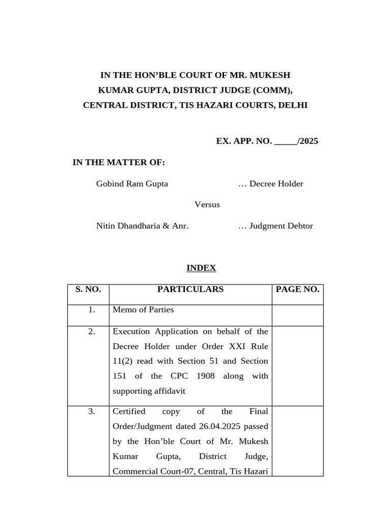 Execution Application for Decree Holder | PDF | Judgment (Law) | Common Law