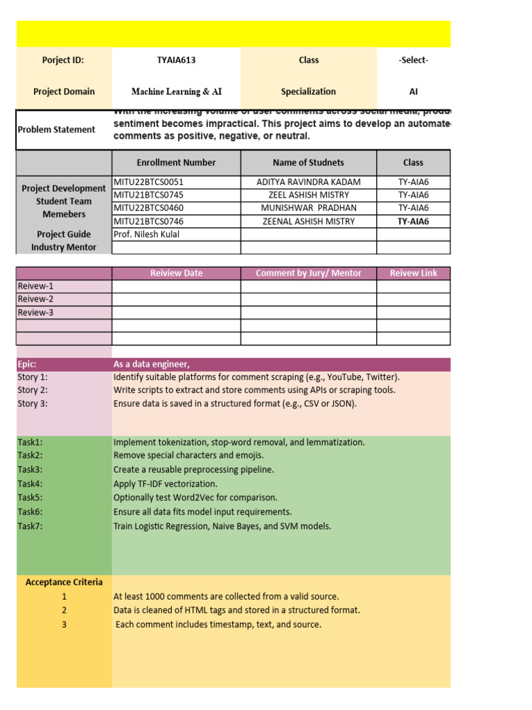 Mini Project Tracker Sheet | PDF | Databases | Software Engineering