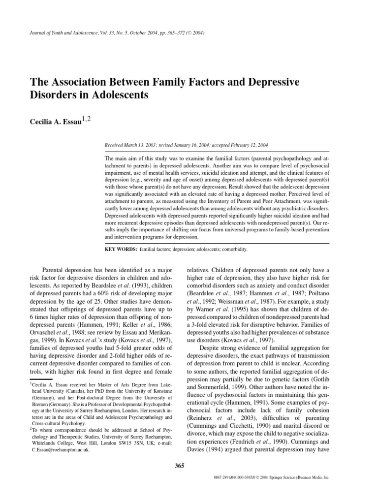 2004 - The Association Between Family Factors and Depressive - Journal ...