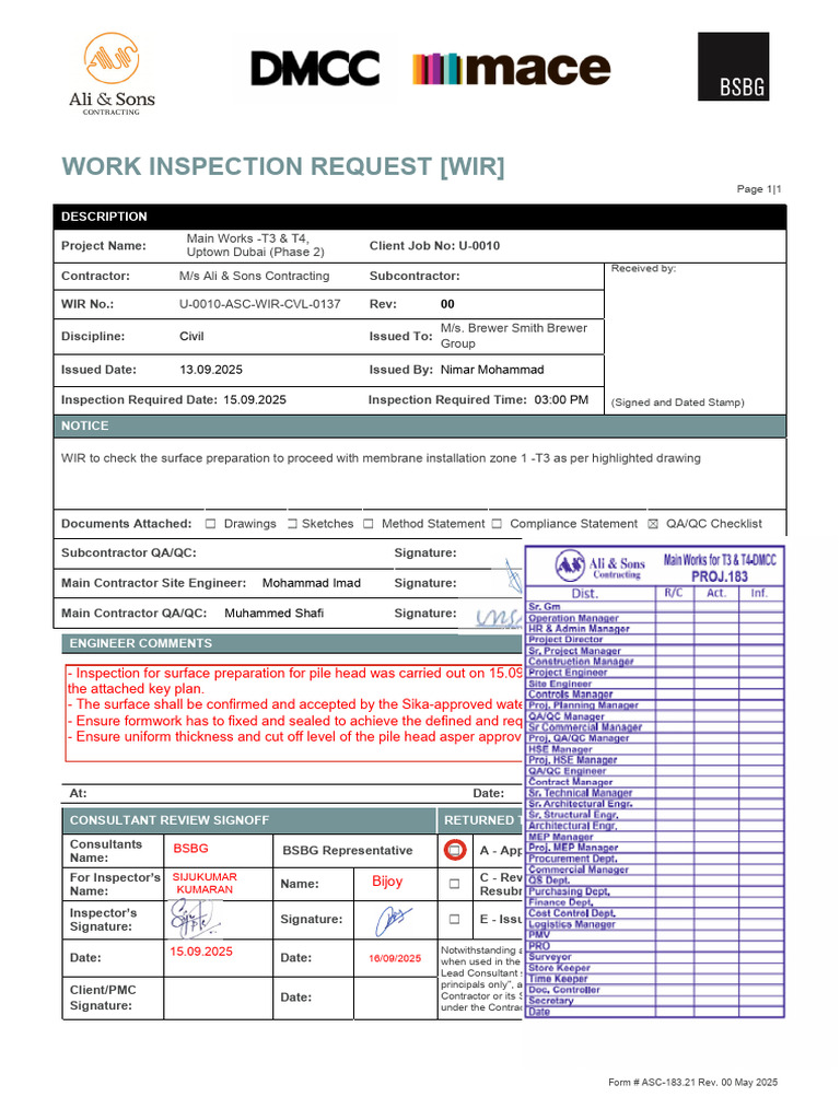 Work Inspection Request for Uptown Dubai | PDF | Private Law | Common Law