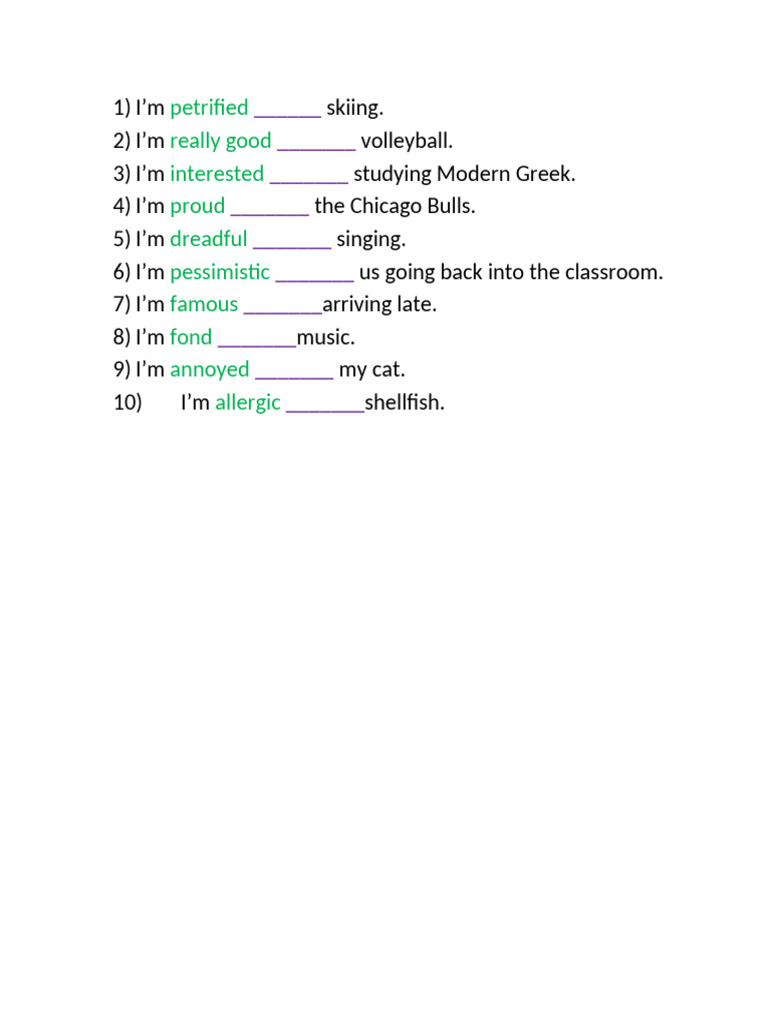 Adj Prep Quiz | PDF