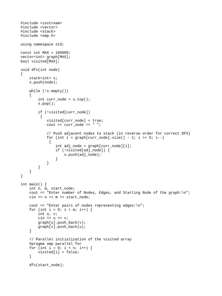 Parallel DFS Implementation in C++ | PDF