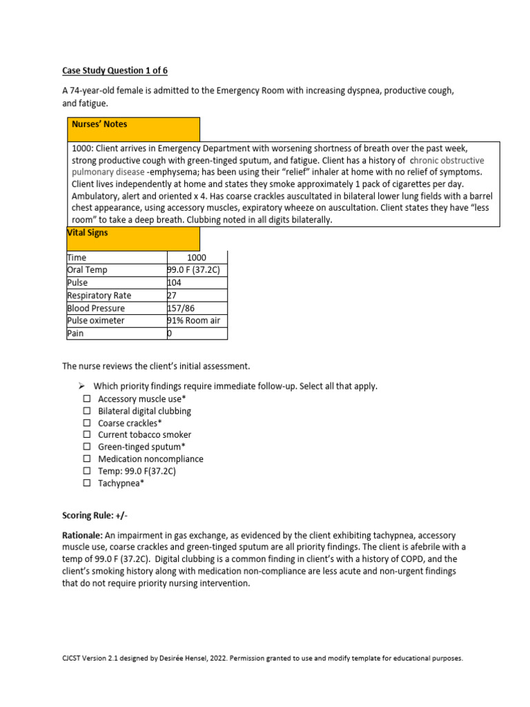 COPD Exacerbation Case Study Analysis | PDF | Chronic Obstructive ...