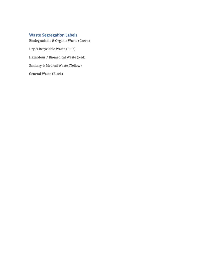 Waste Segregation Labels | PDF