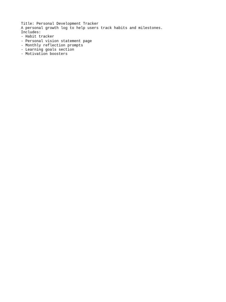 Personal Development Tracker Log | PDF
