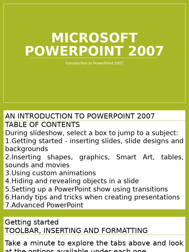 Chapter 9 - Microsoft PowerPoint 2007 | PDF