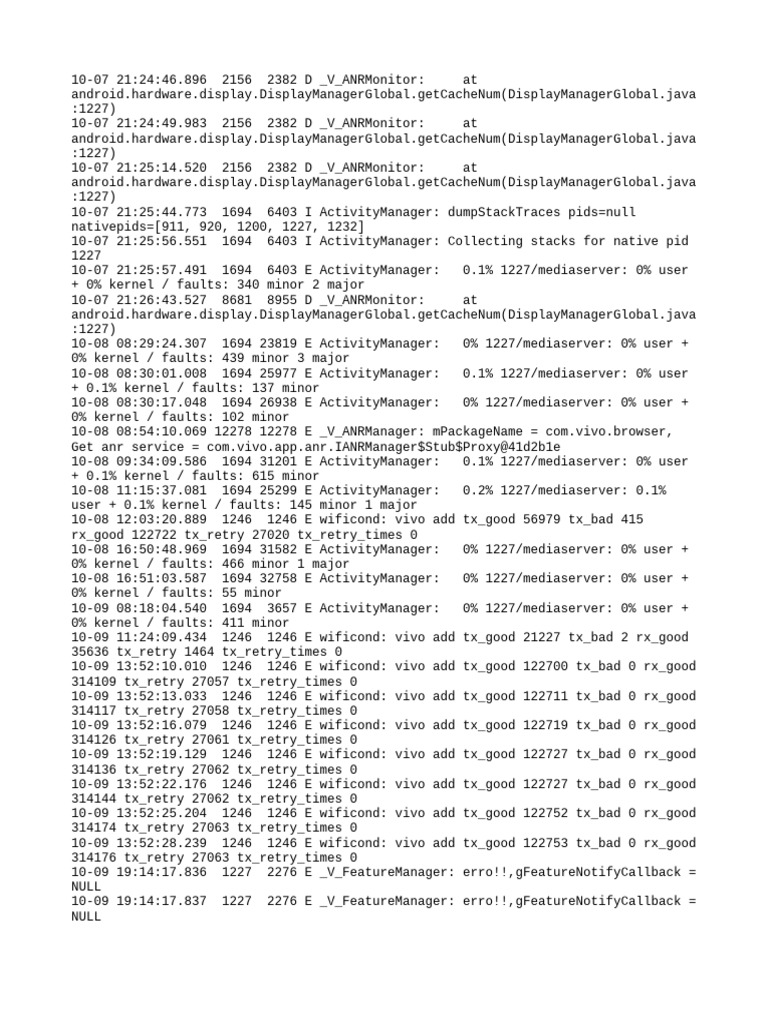Android ANR and MediaServer Logs | PDF | System Software | Computer ...