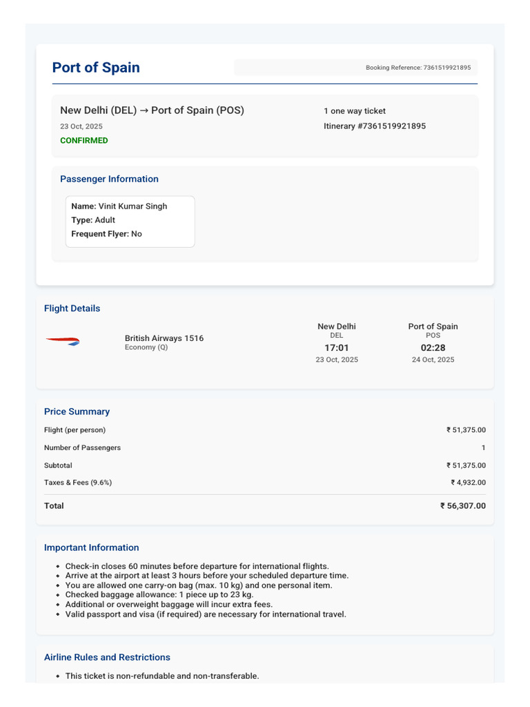 Your Flight Ticket Reservation | PDF | Aviation