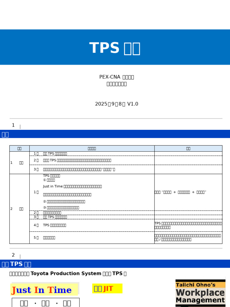 精益培训系列：TPS概要 | PDF