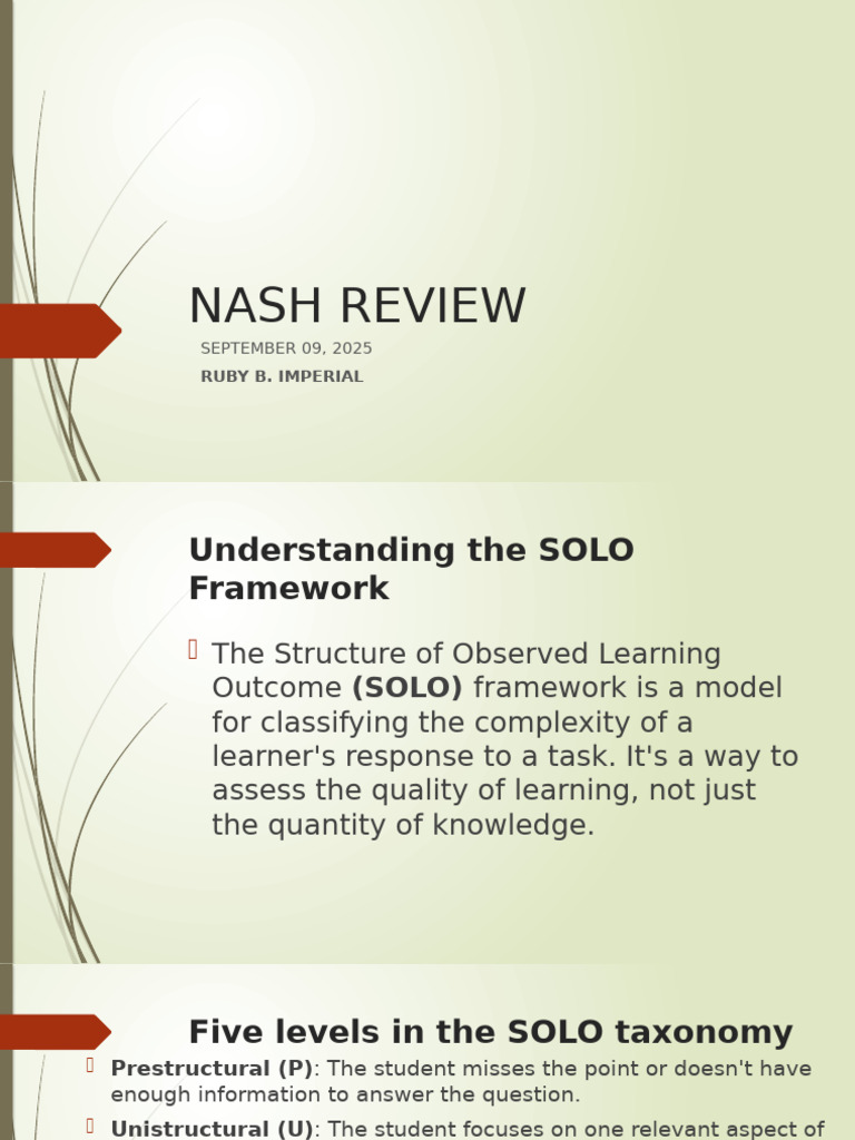 NASH 2025 Exam Review Guide | PDF | Teachers | Learning