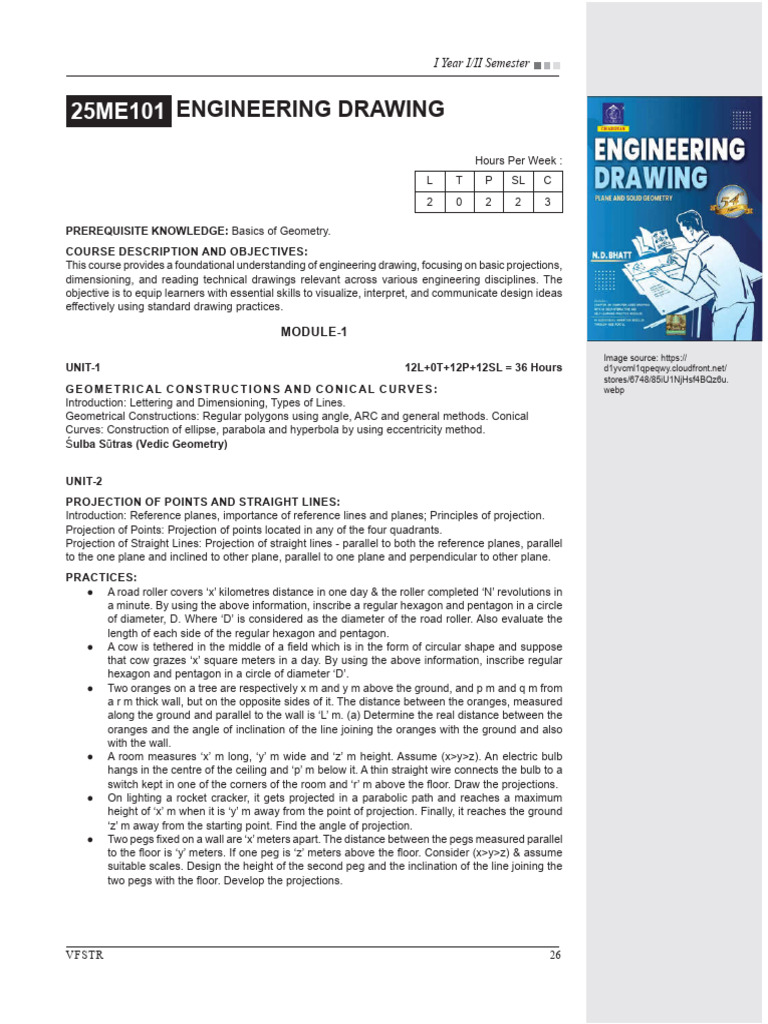 (R25) Engineering Drawing Course Syllabus | PDF | Line (Geometry) | Shape