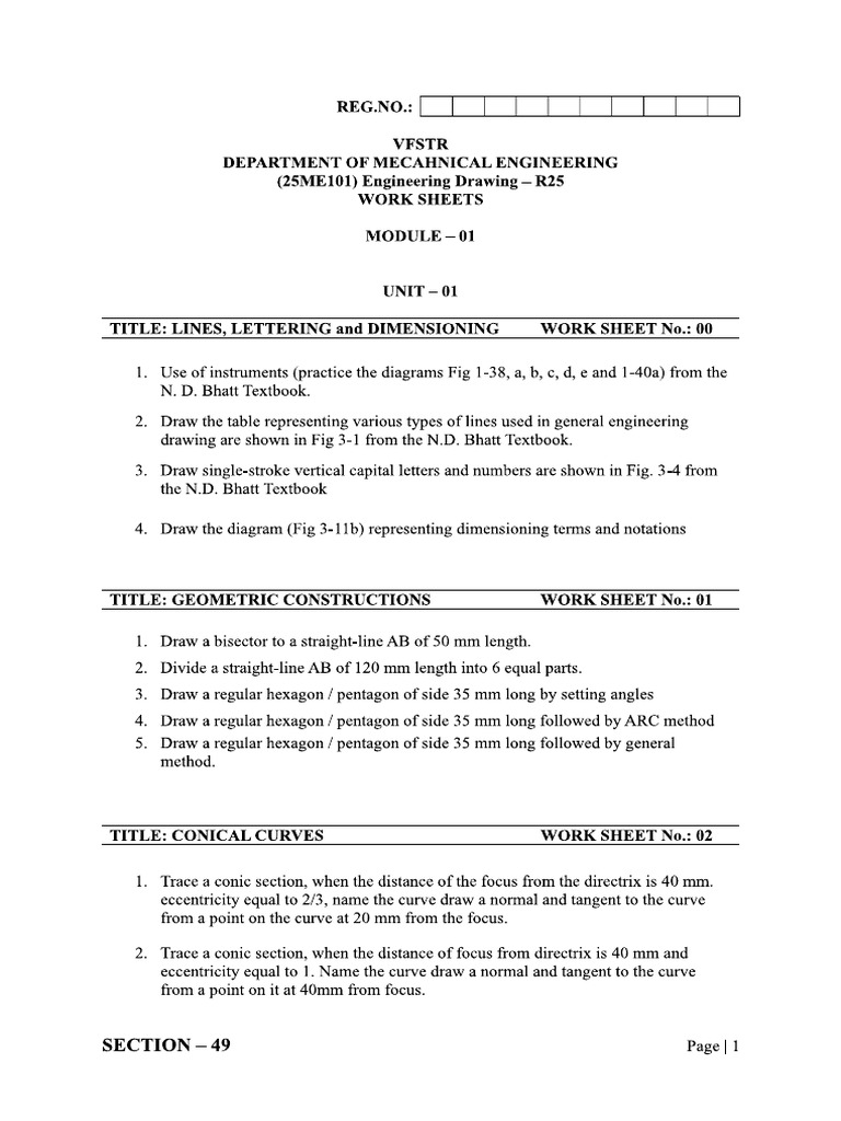 Work Sheets Module 01 | PDF