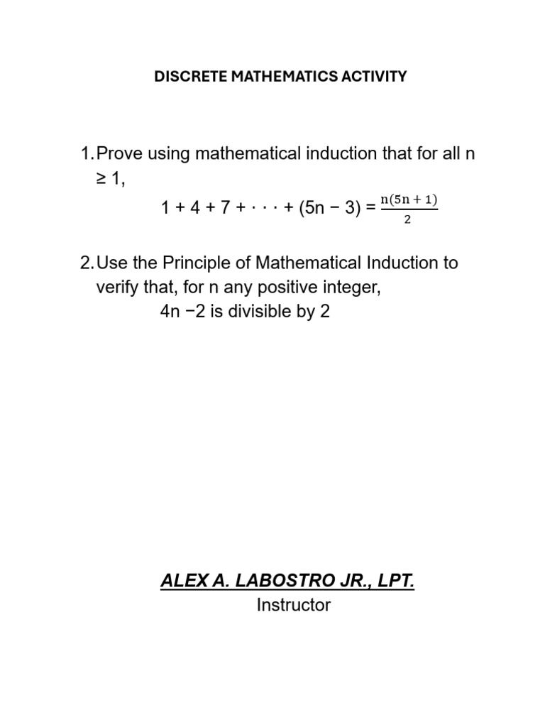 Discrete Math Induction Exercises | PDF