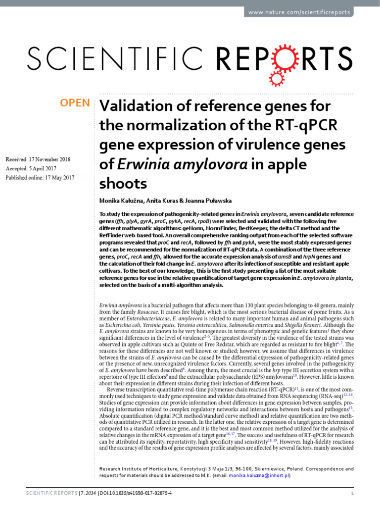 Kaluzna - Validation of Reference Genes For Ea | PDF | Real Time ...