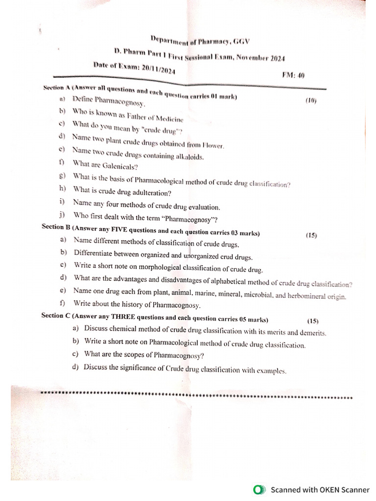 Sessional Question Paper | PDF